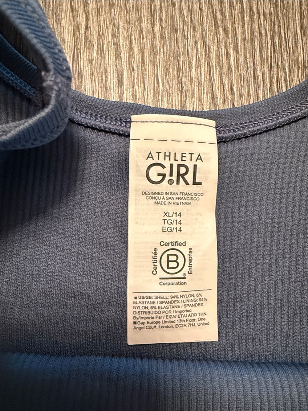 Athleta Girls Blue Ribbed Tank Top - Picture 4 of 6
